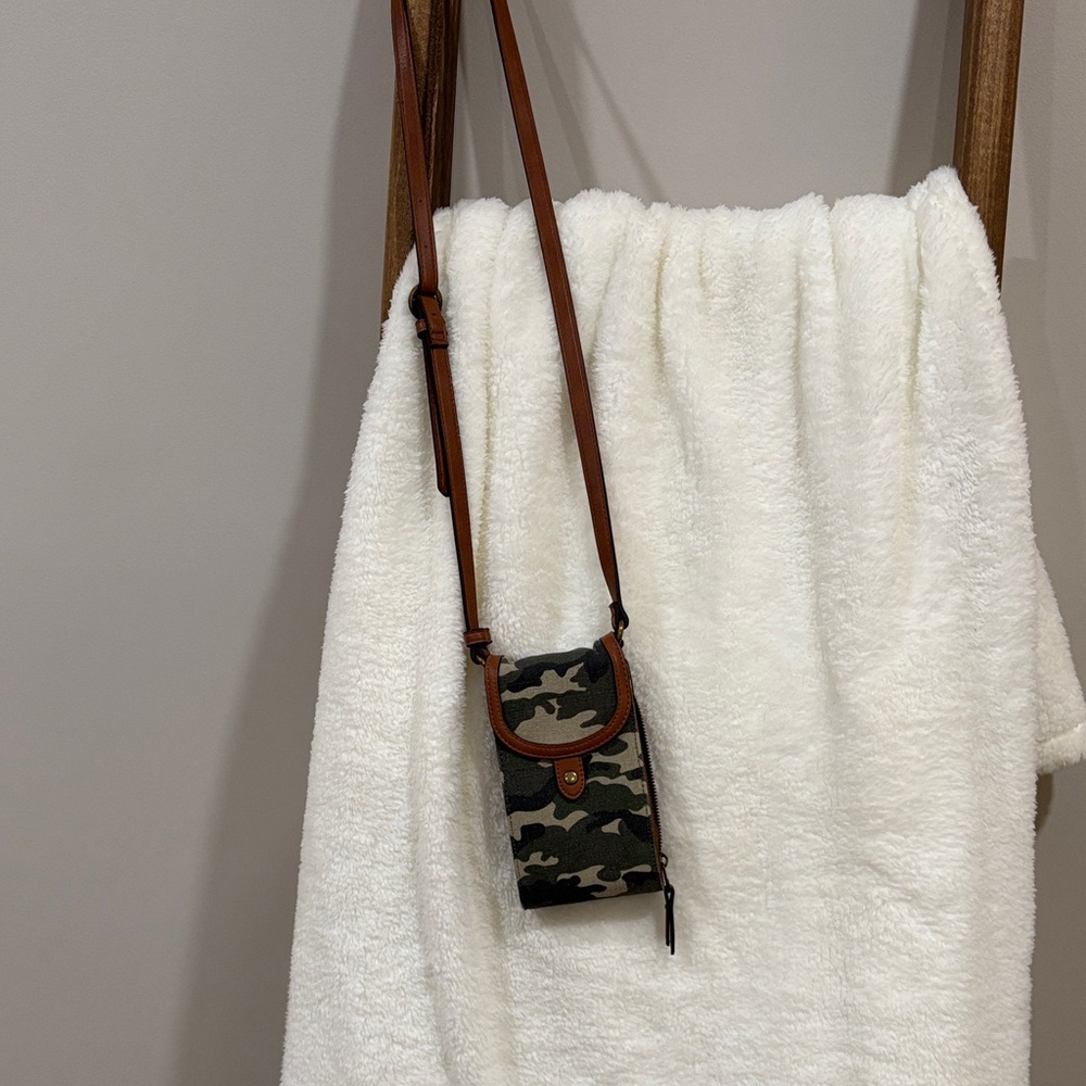 Maurices Camouflage Belt Bag with Brown Strap